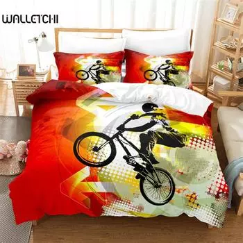 Комплект постельного белья с изображением мотоцикла, комплект постельного белья с 3D-принтом, комплект постельного белья с цифровой печатью, комплект постельного белья размера «queen size», модный дизайн EU single(135x200cm)