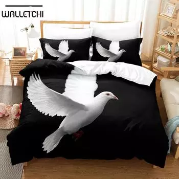 Комплект постельного белья с изображением животных в виде голубя, напечатанный на 3D принтере, пододеяльник с наволочкой, двуспальная кровать, односпальная кровать размера «king-size» EU single(135x200cm)
