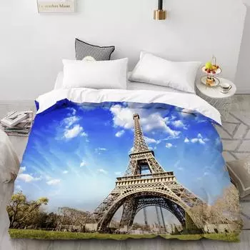 Комплект постельного белья с изображением статуи Свободы 3D, всемирно известное здание, пододеяльник размера King Queen, Лондонский мост, полиэстеровое одеяло EU Single 135x200cm