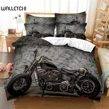 Комплект постельного белья с изображением мотоцикла 3D Queen Bedding Duvet Cover Set Bedding Bed Cover Queen Bedroom Bed Cover Set Bed Set Bedding EU single(135x200cm)