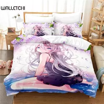 Комплект постельного белья с изображением мультяшной девочки, комплект пододеяльников, постельное белье с 3D-принтом, комплект постельного белья размера «queen size», модный дизайн EU single(135x200cm)