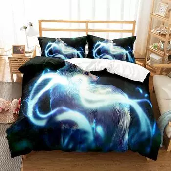 Комплект постельного белья с изображением лисы, мультяшный милый лис, полиэстеровое одеяло, покрывало King Queen, полный размер для детей, мальчиков и девочек, комплект постельного белья с наволочкой EU single(135x200cm)