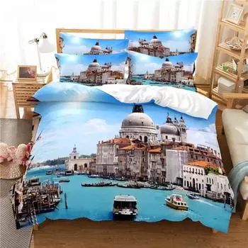 Комплект постельного белья с изображением Эйфелевой башни, комплект пододеяльников, постельное белье с 3D-печатью, комплект постельного белья размера «queen size», модный дизайн EU single(135x200cm)&set