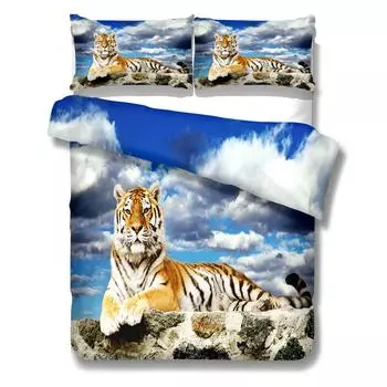 Комплект постельного белья с изображением гигантских тигров King Queen Double Full Twin Single Size Animal Bed Set 140x210cm