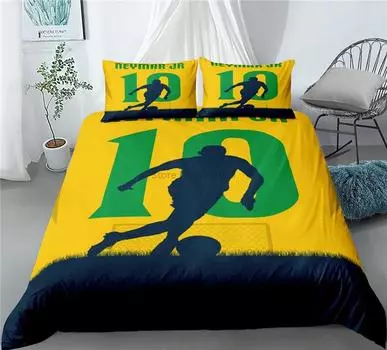 Комплект постельного белья с изображением известного футболиста в формате 3D, пододеяльник с наволочкой, Европа/Австралия/США, двуспальная кровать размера «king-size» 228x228cm