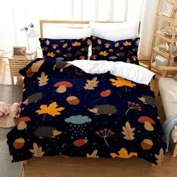 Комплект постельного белья с изображением 3D ёжика, комплект постельного белья Queen, мягкий комплект постельного белья, покрывало и наволочки для спальни Queen, детский домашний текстиль 70x133cm 2pcs