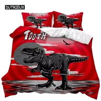 Комплект постельного белья с изображением динозавра, постельное белье с изображением динозавра T-Rex Jurassic Dino Fossil Dinosaurs Double Queen King Size, мягкое покрывало из полиэстера 150x200cm 3pcs