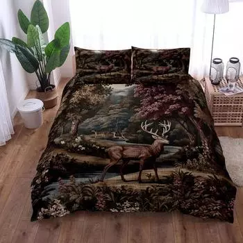 Комплект постельного белья с изображением оленя Wildlife, односпальный двуспальный, размер King, размер US Twin, полный комплект постельного белья Queen Size 140x210cm