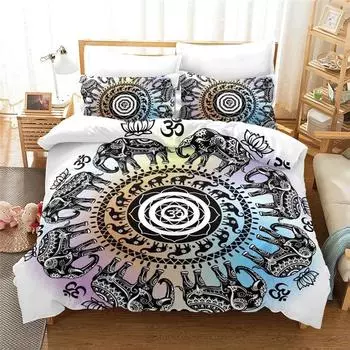 Комплект постельного белья с изображением индийского слона Housse De Couette Mandala Boho Домашний текстиль Пододеяльник с наволочками Покрывала для кроватей 70x133cm 2pcs