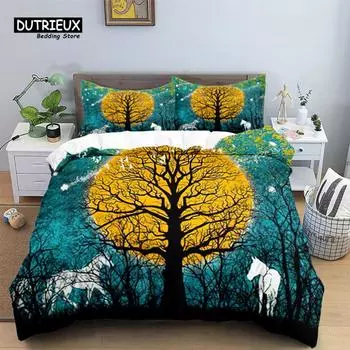 Комплект постельного белья с изображением лошади для детей, комплект постельного белья с рисунком животных на ферме для мальчиков и девочек, комплект из 3 предметов, пододеяльник в фермерском стиле в ковбойском стиле EU single(135x200cm)