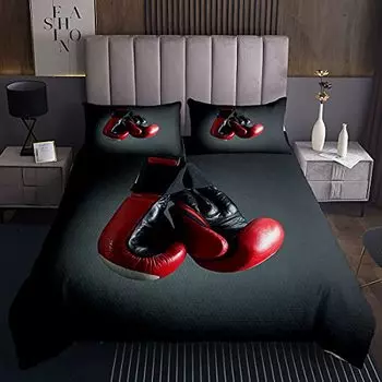 Комплект постельного белья с изображением бокса и спортивных состязаний для мальчиков и взрослых мужчин, комплект постельного белья с рисунком боксерских перчаток, декор для спортивной игровой комнаты, боевые соревнования US Queen(228x228cm)