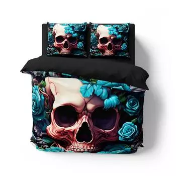 Комплект постельного белья с изображением синего черепа, наборы постельного белья с изображением знаменитого аниме, постельное белье, двуспальная кровать, двуспальная кровать, односпальная кровать, размер «king-size», подарок на дропшиппинг EU Single 135x