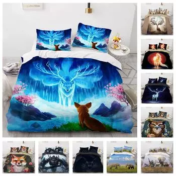 Комплект постельного белья с изображением животных, напечатанный на 3D-принтере, односпальная кровать «Джунгли», пододеяльник, наволочки, 2/3 предмета, пододеяльники для мужчин и мальчиков, подарки Baby 100x135cm