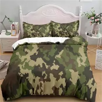 Комплект постельного белья с камуфляжным принтом «Солдатский кампус» для односпальной кровати «Двуспальная кровать размера «king-size» и односпальной кровати «US Twin» для детей с двуспальной кроватью «Queen Cal» EU Twin(135x200cm)