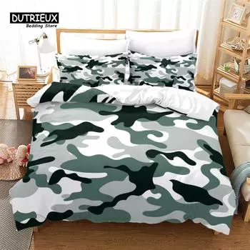 Комплект постельного белья с камуфляжным принтом размера «king-size» и «queen-size», красочный узор, абстрактный художественный принт, пододеяльник, наволочки для мальчиков, подростков, мужчин, декоративные US Queen(228x228cm)