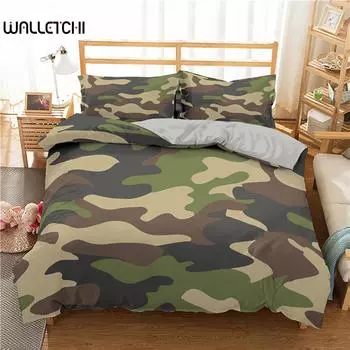 Комплект постельного белья с камуфляжным принтом для мальчиков-подростков и детей, пододеяльник с наволочкой, размер King Queen Twin, полиэстеровое одеяло, 2/3 шт. EU single(135x200cm)