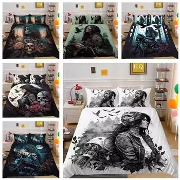 Комплект постельного белья с красивым черепом для спальни, дома, пододеяльник, наволочка, односпальная/двуспальная кровать, украшение для 2/3 спальни Baby 100x135cm