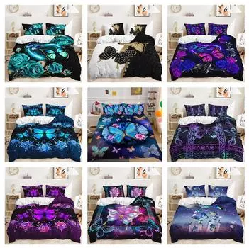 Комплект постельного белья с красочной 3D-бабочкой и пуховыми пододеяльниками и наволочками с принтом крыльев. Мягкое и моющееся украшение для дома из ткани из микрофибры Baby 100x135cm