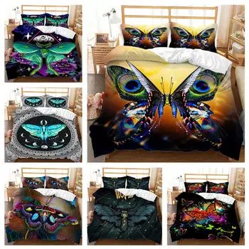 Комплект постельного белья с красочным мотыльком, пуховое одеяло и наволочка с цифровой печатью высокой четкости, 2/3 кусочка ультратонкой волокнистой ткани, украшение для дома в Австралии, Германии, США и Великобритании. Baby 100x135cm