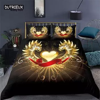 Комплект постельного белья с крыльями ангела King для детей, девочек и подростков, декор для комнаты с абстрактным рисунком из мультфильмов, комплект постельного белья из микрофибры, чехол для одеяла EU single(135x200cm)