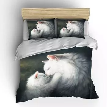Комплект постельного белья с милым принтом волков и кошек в 3D, милый пододеяльник, покрывало с изображением животных, милых домашних животных, кошек, покрывало с наволочками, индивидуальное постельное белье EU single(135x200cm)