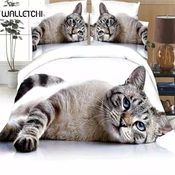 Комплект постельного белья с милым принтом волков, кошек и собак, милый пододеяльник с изображением диких животных, покрывало с наволочками на заказ EU single(135x200cm)