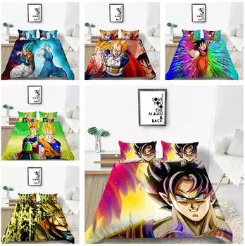 Комплект постельного белья с мультяшным аниме принтом, комплект постельного белья, пододеяльник, наволочка, простыня/двойной король, 2/3 предмета, украшение для спальни Baby 100x135cm