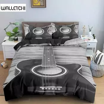 Комплект постельного белья с музыкальным сопровождением, пианино, клавиатура, ноты, пододеяльник, постельное белье размера «queen size», одеяло из микрофибры, гитара, комплекты постельного белья из полиэстера EU single(135x200cm)