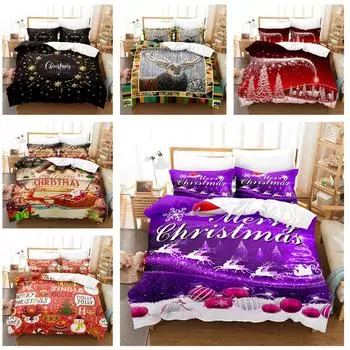 Комплект постельного белья с надписью «Счастливого Рождества», пуховый пододеяльник и наволочка «С Новым годом» 2/3 шт., односпальная двуспальная кровать, комплект пододеяльников всех размеров, подарок Baby 100x135cm