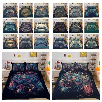 Комплект постельного белья с наволочкой, домашнее постельное белье, игровая приставка, высококачественный комплект пододеяльников, полный комплект постельного белья королевского размера UK Single 135x200cm