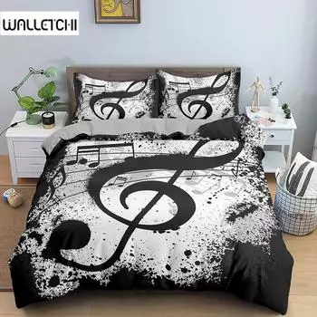 Комплект постельного белья с нотами, пододеяльник, набор с клавишами пианино, комплект постельного белья с классической музыкой, мелодия, одеяло, чехол для детей, мальчиков и девочек EU single(135x200cm)