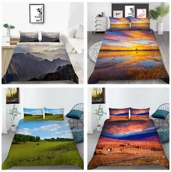 Комплект постельного белья с пейзажной тематикой, пододеяльник, наволочка, домашний комплект постельного белья, AU/EU/US, полный размер, односпальная/двуспальная кровать, домашняя мебель Baby 100x135cm