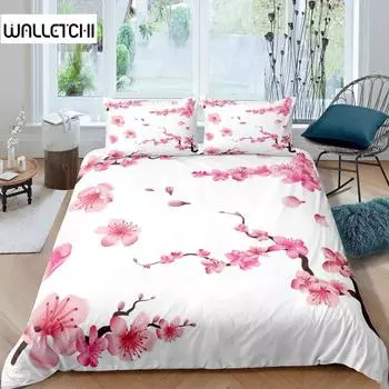 Комплект постельного белья с персиковым цветком, комплект постельного белья с цветущим цветком размера King Size для подростков и женщин, микрофибра, розовый цветочный двойной пододеяльник EU single(135x200cm)