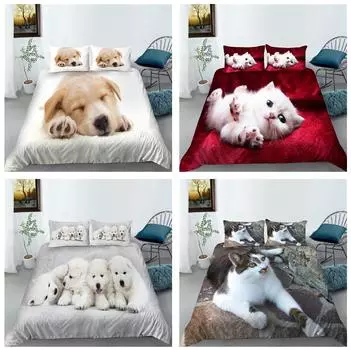 Комплект постельного белья с принтом в стиле домашних животных, пододеяльник, наволочка, простыня/двухслойный комплект постельного белья, полный размер 2/3, украшение дома Baby 100x135cm