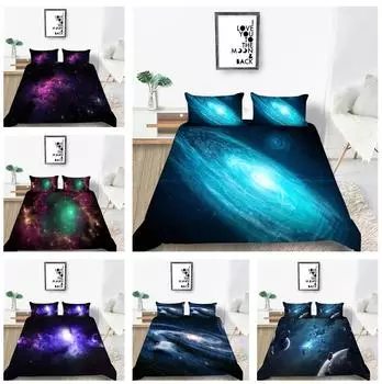 Комплект постельного белья с принтом «Космическое звездное небо», пододеяльник с наволочкой на молнии, AU/EU/US, одинарный/двойной полноразмерный домашний комплект постельного белья Baby 100x135cm