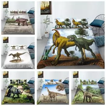 Комплект постельного белья с принтом динозавра, детское постельное белье, пододеяльник, наволочка, простыня/двуспальная кровать, полноразмерное покрывало, удобное украшение для дома Baby 100x135cm