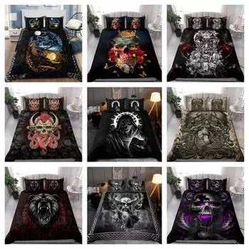 Комплект постельного белья с принтом черепа, пододеяльник, мягкое одеяло, наборы подарков, подарок для папы Single 135x200cm