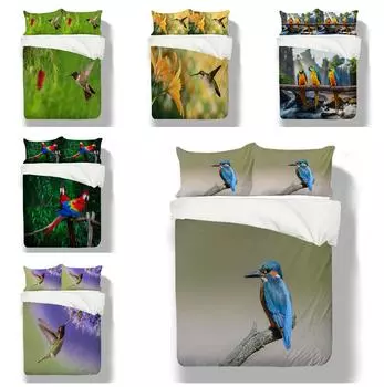Комплект постельного белья с принтом птиц, пододеяльник для спальни, наволочка, постельное белье AUKing, полноразмерное украшение для дома Baby 100x135cm