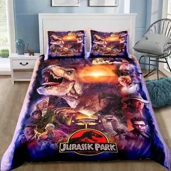 Комплект постельного белья с принтом динозавра Юрского периода в формате 3D, односпальная кровать размера «queen-size», комплект постельного белья для взрослых и детей, подарок 135X200cm-2pcs