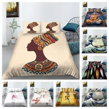 Комплект постельного белья с принтом в экзотическом стиле, покрывало, роскошное мягкое покрывало из микрофибры, пододеяльники, домашнее постельное белье, наволочка, один королевский размер Single 135x200cm