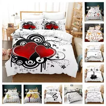 Комплект постельного белья с принтом музыкальных нот, пододеяльник с музыкальным узором, наволочка из 2 или 3 предметов, ткань из микрофибры, мягкое и удобное украшение для дома Baby 100x135cm