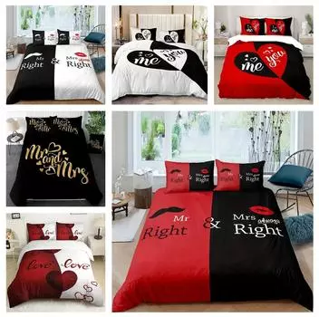Комплект постельного белья с принтом в виде 3D-принтера ко Дню святого Валентина, пара, пододеяльник, наволочка, 2/3 шт., романтическая любовь, покрывало, домашний текстиль, подарок Baby 100x135cm