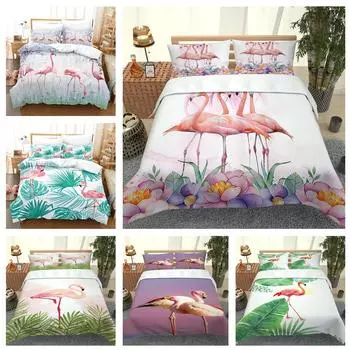 Комплект постельного белья с принтом фламинго в виде животного, пододеяльник, наволочка из 2/3 предметов, покрывало для кровати размера «king-size», подарок для девочки и женщины Baby 100x135cm
