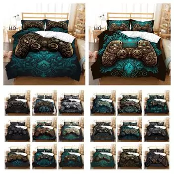 Комплект постельного белья с принтом для игровой консоли, чехол королевского размера из микрофибры для детей, модный дизайн для подростков, домашнее постельное белье UK Single 135x200cm