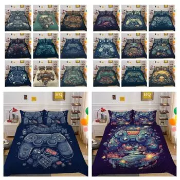 Комплект постельного белья с принтом для игровой консоли, постельное белье королевского размера, забавный игровой дизайн для подростков, высокое качество, декор для спальни UK Single 135x200cm