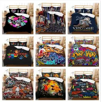 Комплект постельного белья с принтом в стиле хип-хоп, удобный пододеяльник, супермягкое дышащее постельное белье из микрофибры на молнии DE 100x135cm