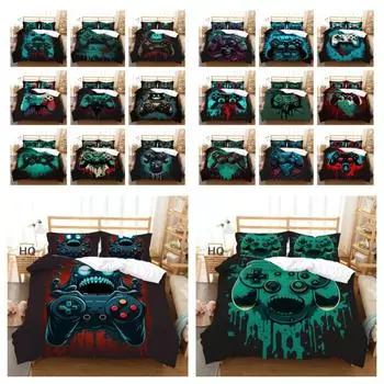 Комплект постельного белья с принтом для игровой консоли, домашний текстиль, подростковый двойной размер, микрофибра, высококачественный домашний комплект постельного белья UK Single 135x200cm