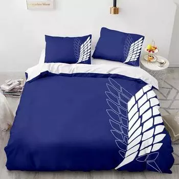 Комплект постельного белья с принтом «Атака титанов» в стиле аниме, пододеяльник, наволочка, крылья свободы, постельное белье для мальчиков, детей, односпальная кровать, полный размер 70x133cm 2pcs