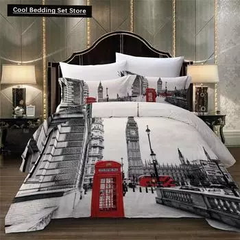 Комплект постельного белья с принтом 3D The Streets Of London, мягкий, удобный, дышащий, для декора спальни и гостевой комнаты EU single(135x200cm)