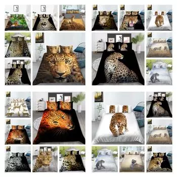 Комплект постельного белья с принтом тигров, домашнее постельное белье с животными, детские покрывала с наволочкой, мягкий домашний текстиль UK Single 135x200cm